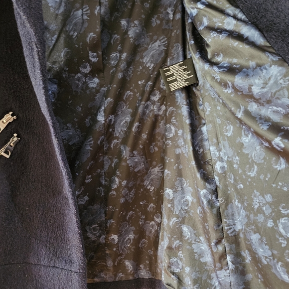 GUESS Los Angeles Vintage Brushed Wool Blend Navy Blue Warm Coat sz S - Picture 5 of 10